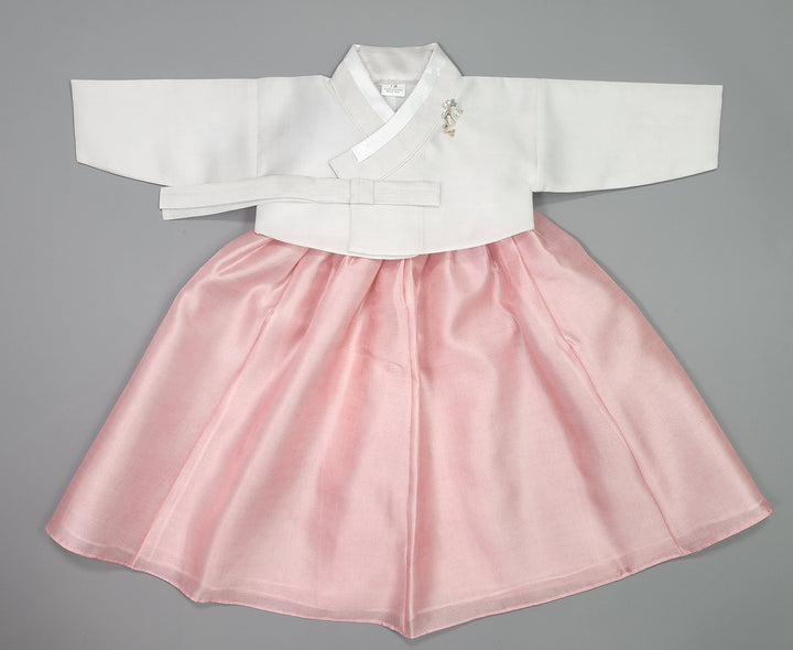 Hanbok Girl Baby Korea Traditional Clothing Set First Birthday Celebration Party 100th Birth Celebration 1–15 years Ivory Pink