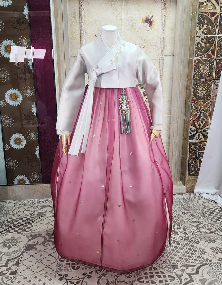 Korean Traditional Woman Personal Custom Hanbok Wedding Party Ceremony Ivory Pink 312