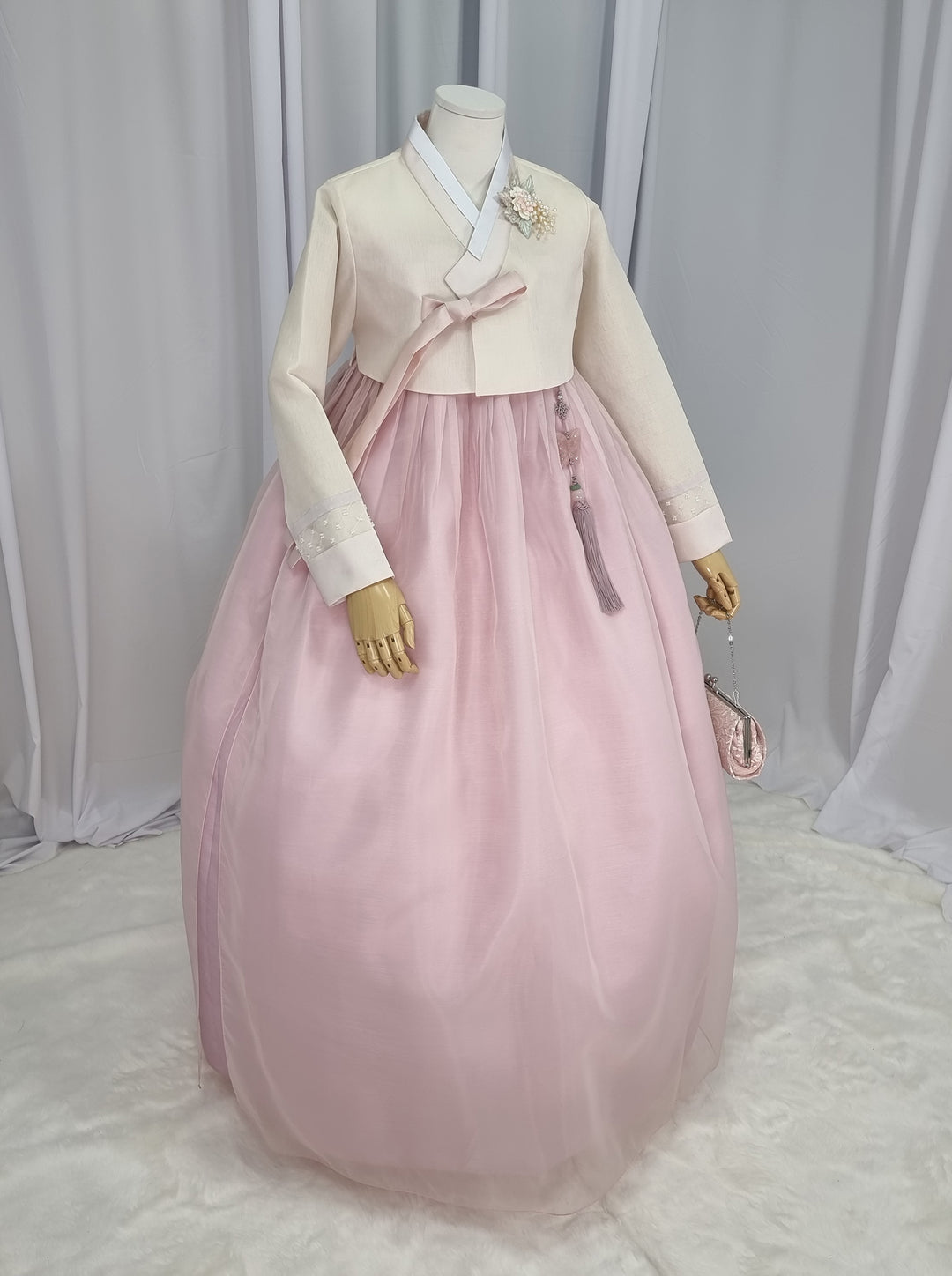 Woman Hanbok Dress Korea Traditional clothes Set Wedding Ceremony Birthday Custom-Made Pink Skirt OSW553