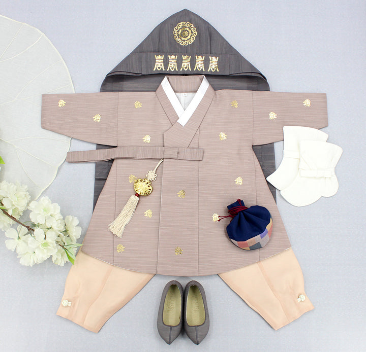 Korean Traditional Boy Baby Hanbok Dol Baikil Party Celebration 100th-10 Years Brown DDB112