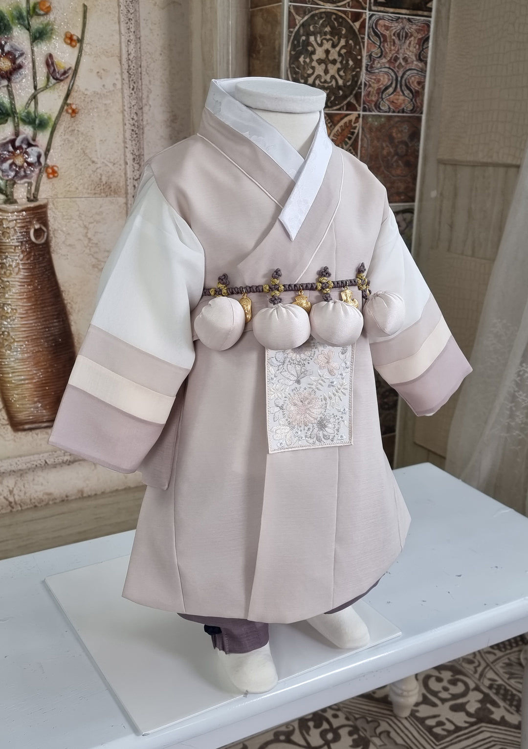 Hanbok Boy Baby Korea Traditional Clothing Set First Birthday Celebration Party 100th Birth Celebration 1–15 years Baby Beige HGB106