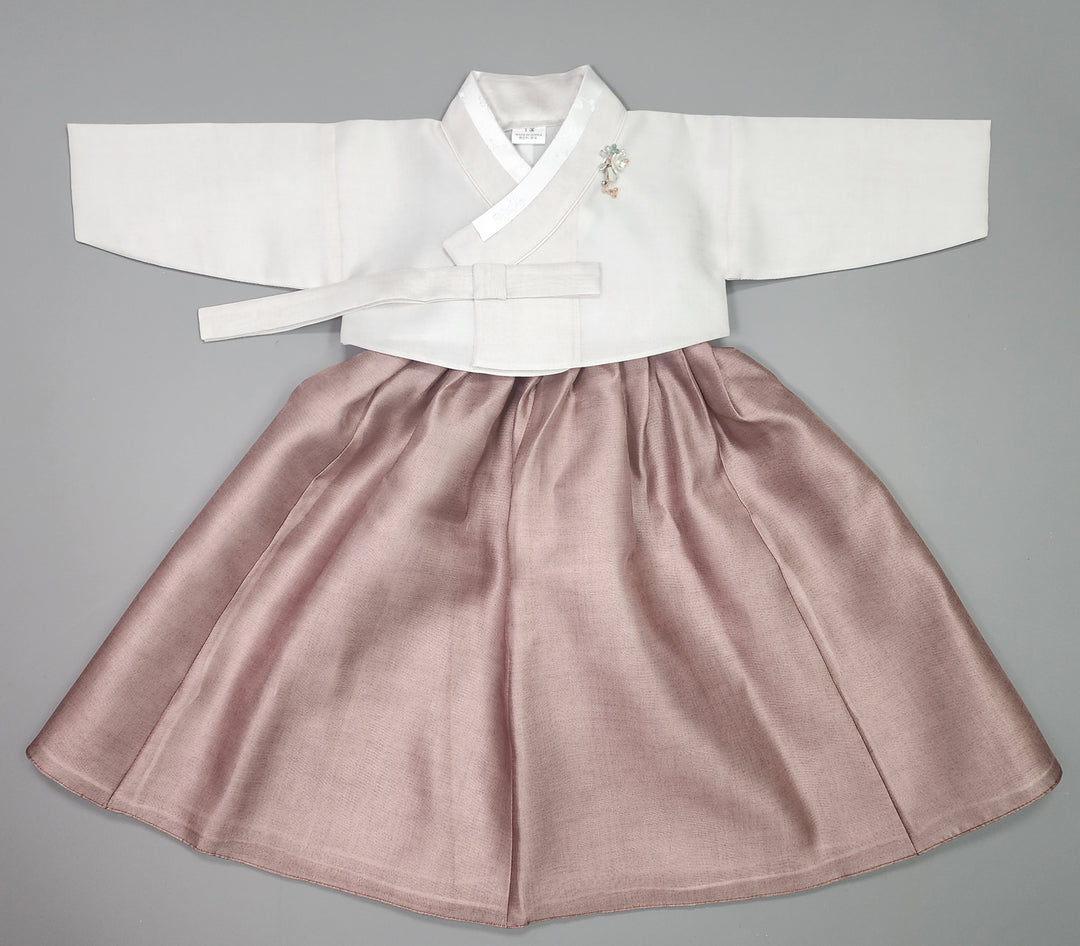 Hanbok Girl Baby Korea Traditional Clothing Set First Birthday Celebration Party 100th Birth Celebration 1–15 years Ivory Brown