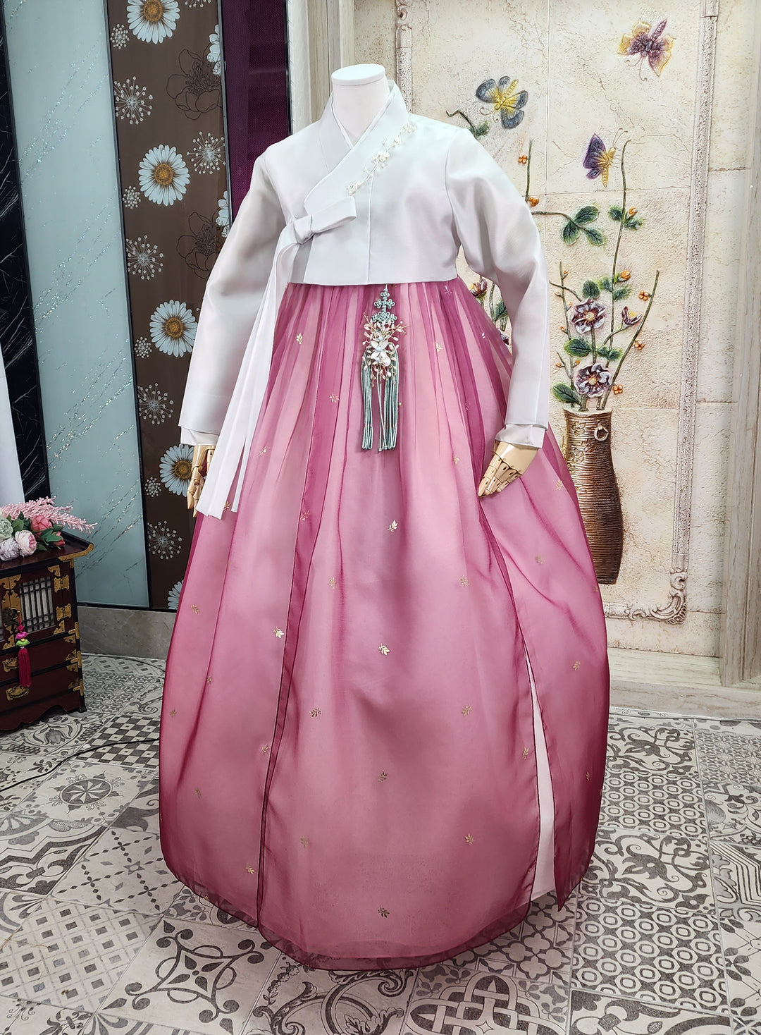 Korean Traditional Woman Personal Custom Hanbok Wedding Party Ceremony Ivory Pink 312