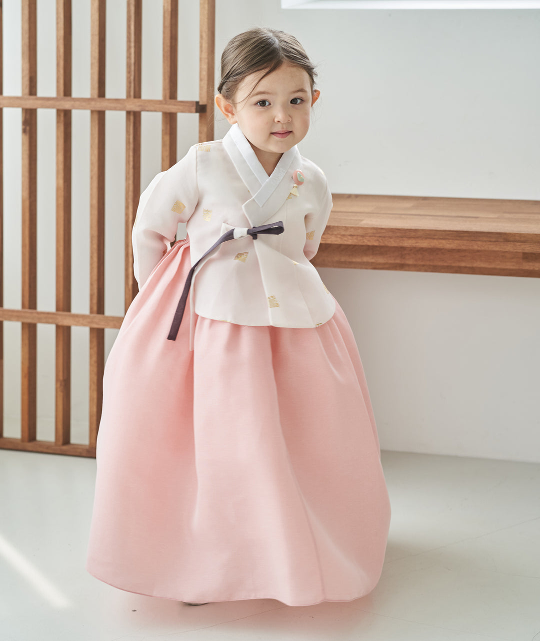 Hanbok Dress Girl Baby Korea Traditional Clothing Set First Birthday Celebration Party Celebration 1–8 Years Ivory Pink OS103