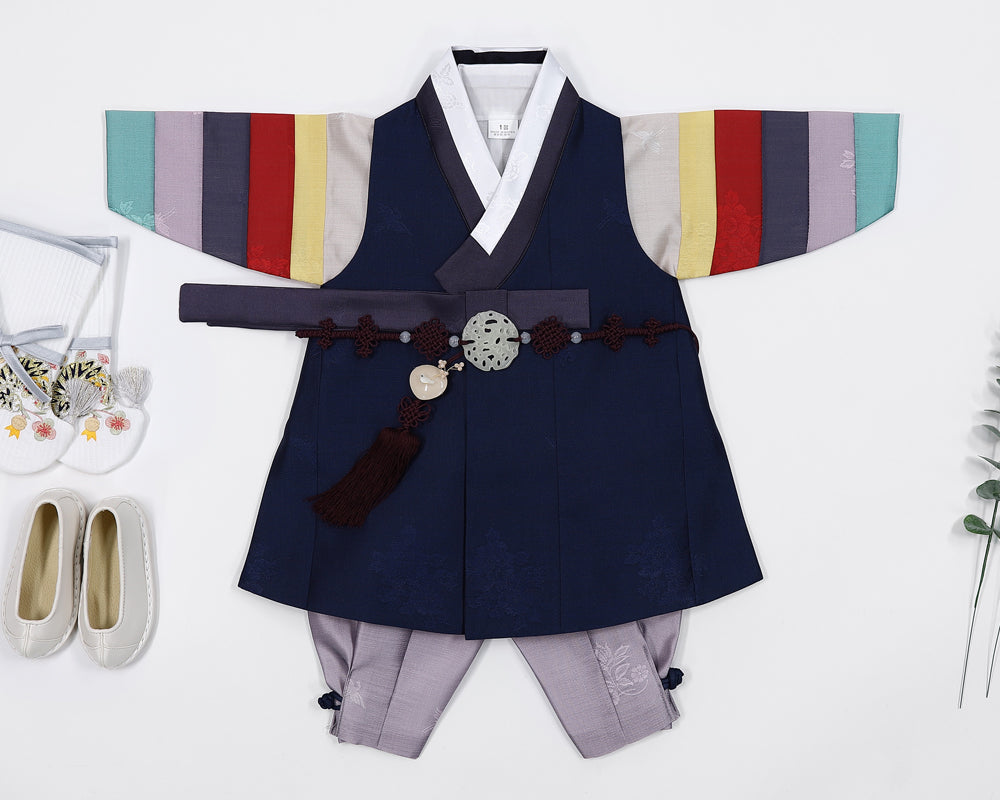 Korean Traditional Boy Baby Hanbok Dol Baikil Party Celebration 100th Days 1-10 Ages Navy Saekdong HGB106