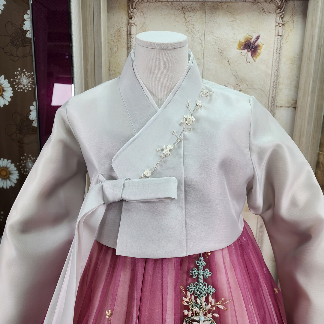 Korean Traditional Woman Personal Custom Hanbok Wedding Party Ceremony Ivory Pink 312