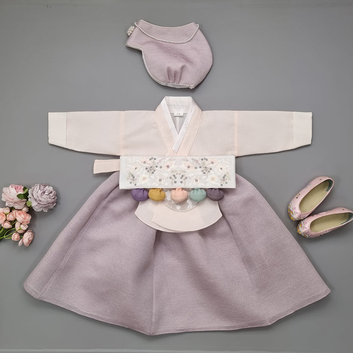 Hanbok Girl Baby Korea Traditional Clothing Set First Birthday Celebration Party 100th Birth Celebration 1–15 years Violet HG159