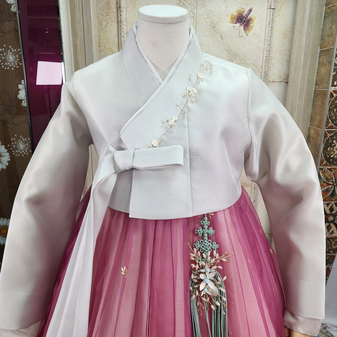 Korean Traditional Woman Personal Custom Hanbok Wedding Party Ceremony Ivory Pink 312