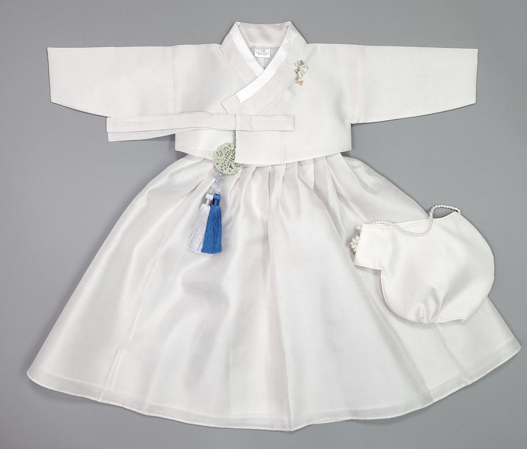 Hanbok Girl Baby Korea Traditional Clothing Set First Birthday Celebration Party 100th Birth1–15 years Ivory HG107