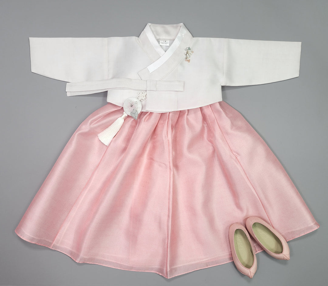 Hanbok Girl Baby Korea Traditional Clothing Set First Birthday Celebration Party 100th Birth Celebration 1–15 years Ivory Pink