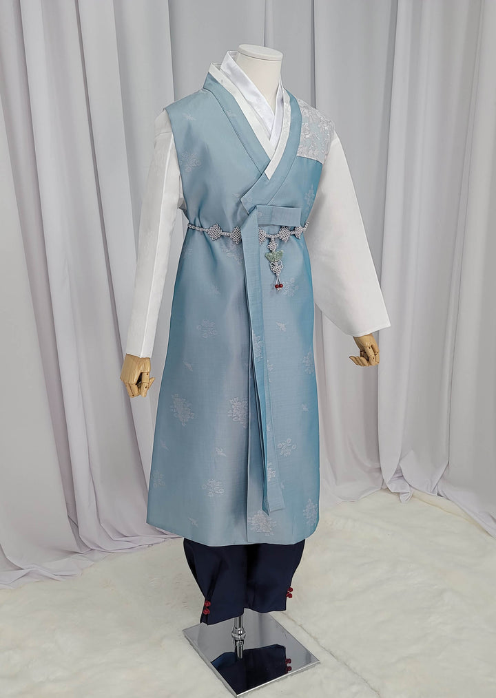 Korean Traditional Man Male Personal Custom Hanbok&nbsp; Light Blue Dad Son Couple Wedding Party Ceremony OSM150