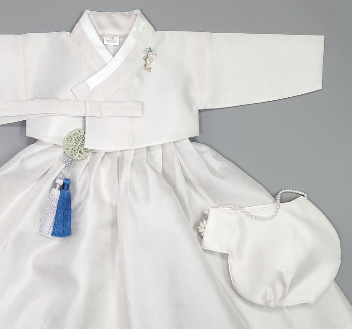 Hanbok Girl Baby Korea Traditional Clothing Set First Birthday Celebration Party 100th Birth1–15 years Ivory HG107