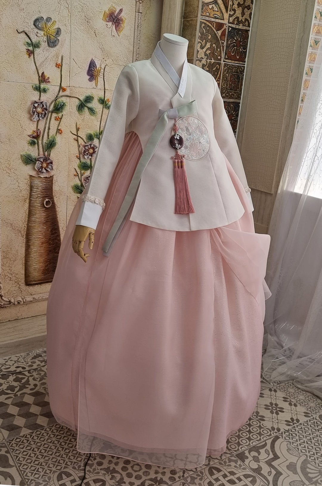 Korean Traditional Woman Personal Custom Hanbok Wedding Party Ceremony Lovely Pink Hanbok Skirt Mom Grandmom Hanbok OSW136