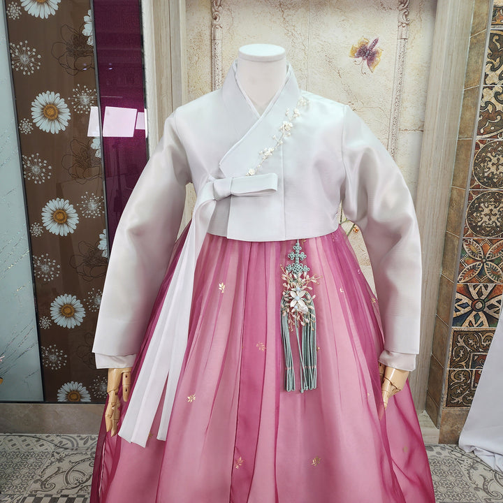 Korean Traditional Woman Personal Custom Hanbok Wedding Party Ceremony Ivory Pink 312