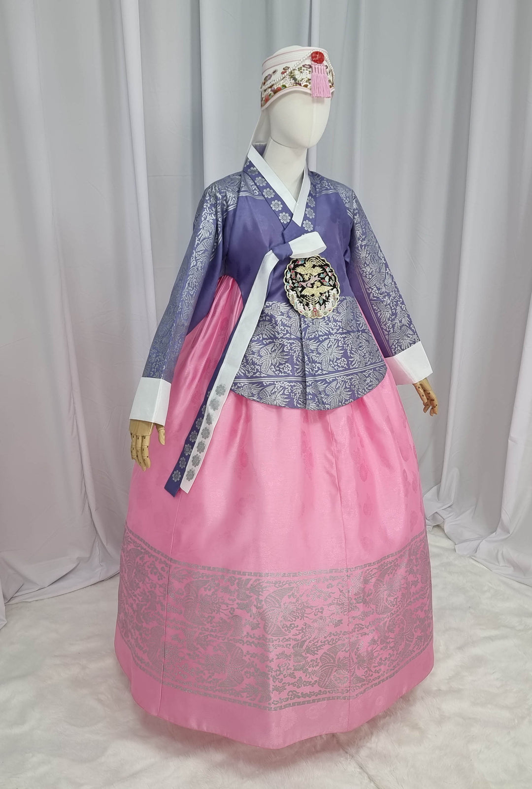 Korean Traditional Woman Personal Custom Hanbok Wedding Party Ceremony High Quality Print Dangui 당의 Queen Princess Design Hanbok Violet Pink OSW142