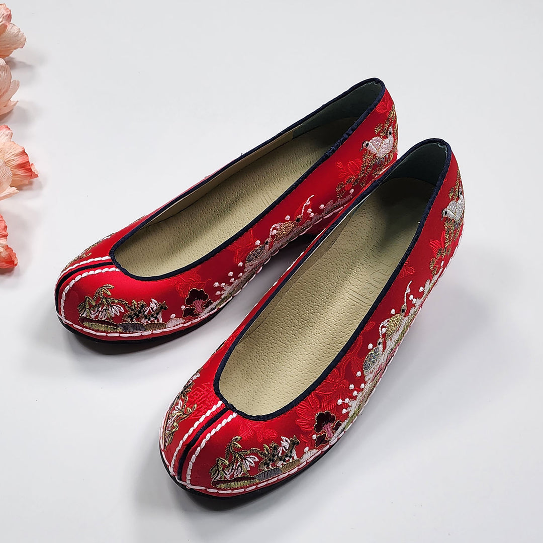 Korean Traditional Hanbok Shoes Socks for Woman Girl Red&nbsp;Embroidery Footwear Wedding Birthday JTWS109