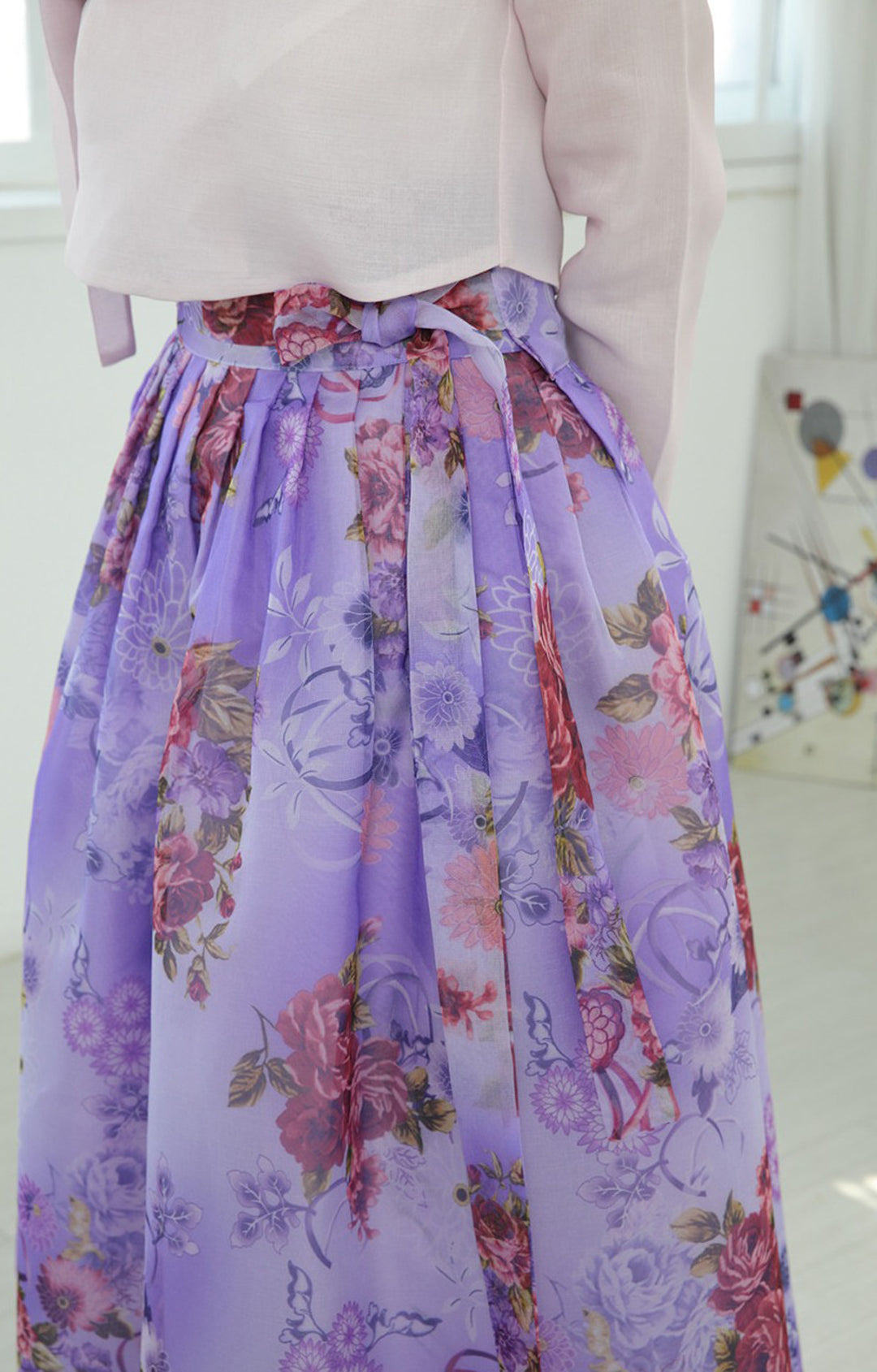 Korean Modern Daily Hanbok Casual Modernized Party Celebration Dress Top Jeogori Skirt Light Pink Violet SSN015