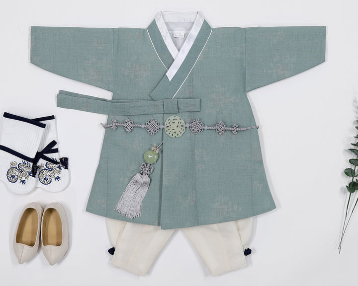 Korean Traditional Boy Baby Hanbok Dol Baikil Party Celebration 100th Days 1-2 Ages Khaki Green HGB101