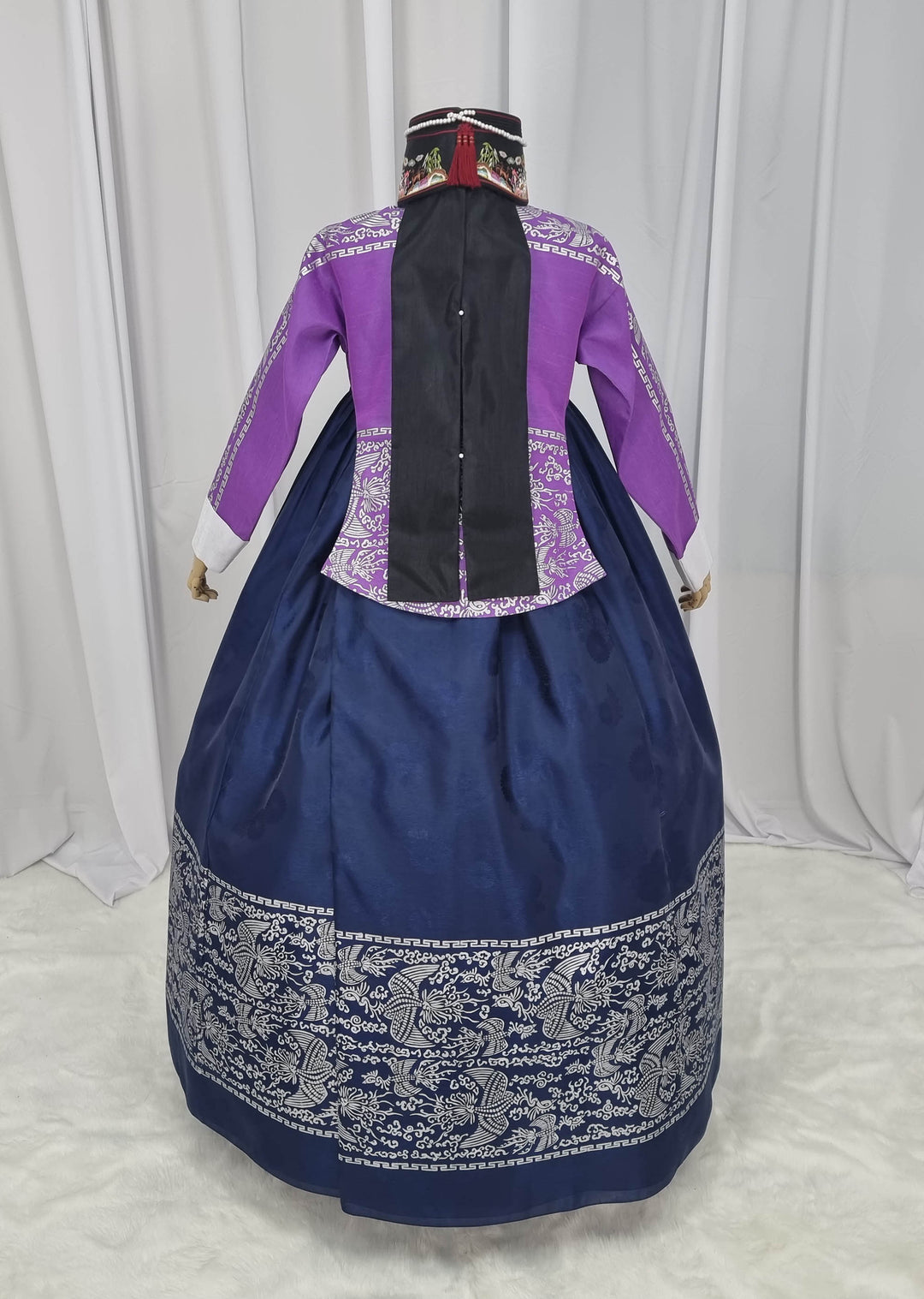 Korean Traditional Woman Personal Custom Hanbok Wedding Party Ceremony High Quality Print Dangui 당의 Queen Princess Design Hanbok Purple Navy OSW143