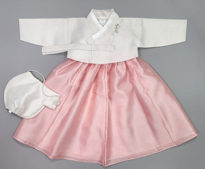 Hanbok Girl Baby Korea Traditional Clothing Set First Birthday Celebration Party 100th Birth Celebration 1–15 years Ivory Pink