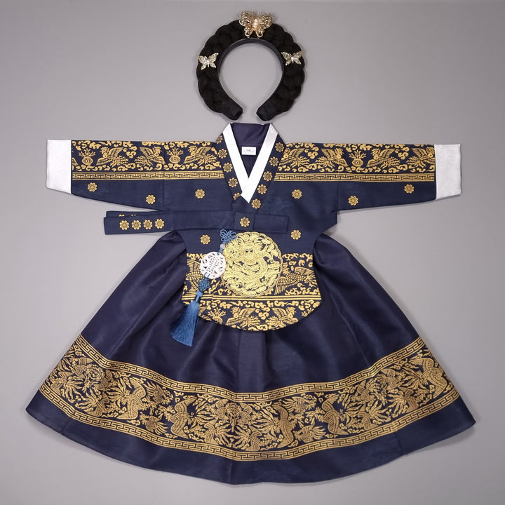 Hanbok Dress Girl Baby Korea Traditional Clothing Set First Birthday Celebration Party 100th Birth1–15 years Gold Print HG134