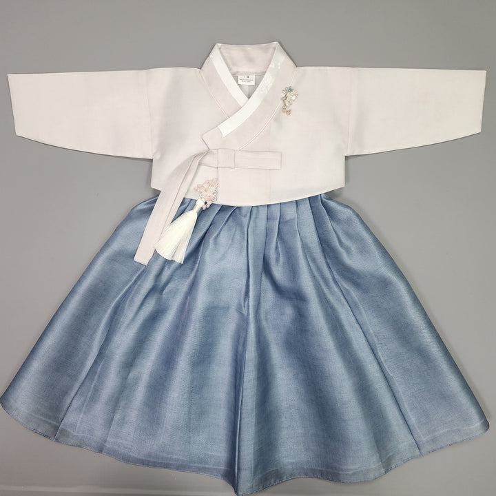 Hanbok Girl Baby Korea Traditional Clothing Set First Birthday Celebration Party 100th Birth1–15 years Blue Ivory HG109