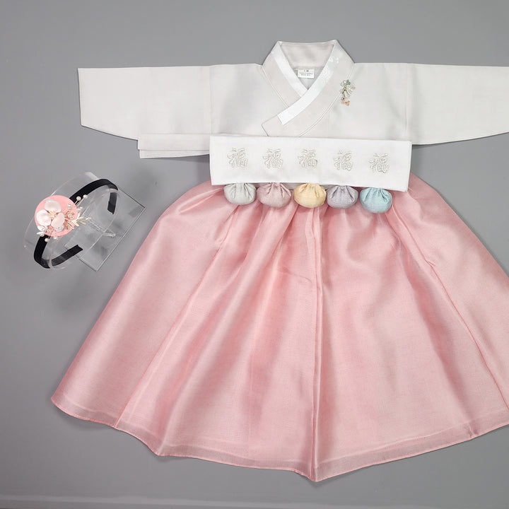 Hanbok Girl Baby Korea Traditional Clothing Set First Birthday Celebration Party 100th Birth Celebration 1–15 years Ivory Pink