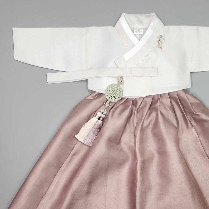 Hanbok Girl Baby Korea Traditional Clothing Set First Birthday Celebration Party 100th Birth1–15 years Ivory Brown HG111