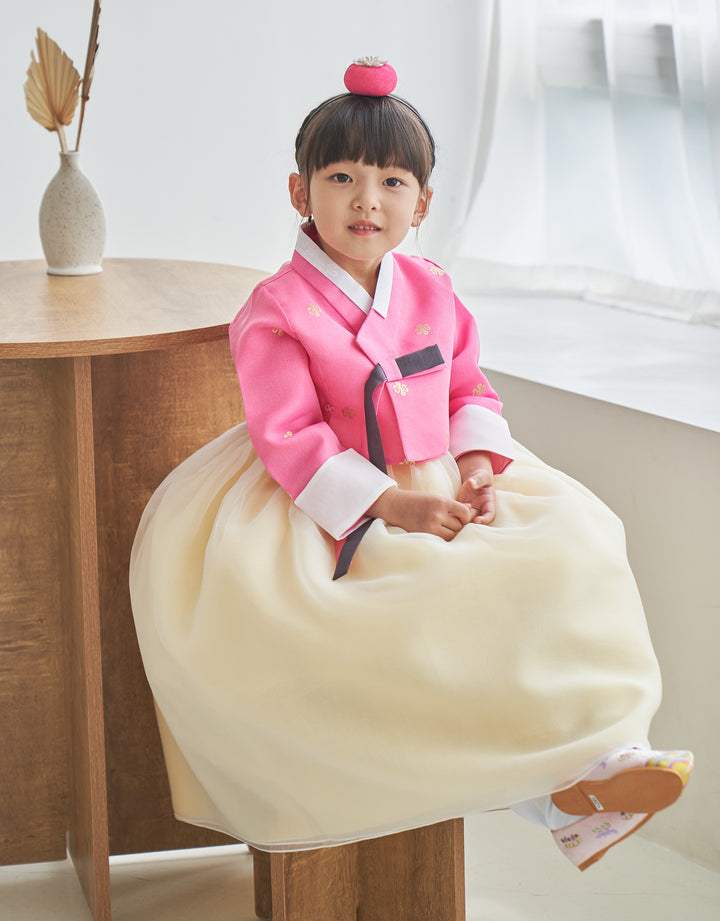 Hanbok Girl Baby Korea Traditional Clothing Set First Birthday Celebration Party 100th Birth Celebration 1-10 years Pink Yellow