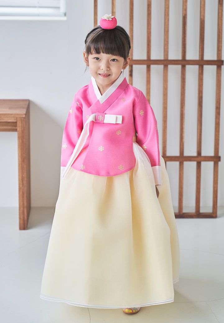 Hanbok Girl Baby Korea Traditional Clothing Set First Birthday Celebration Party 100th Birth Celebration 1-10 years Pink Yellow