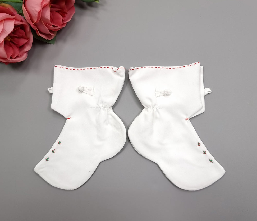 Korean Traditional Boy Girl Baby Hanbok Socks Beoseon 버선 White Stitches Baikil Dol 1 Year SOC021