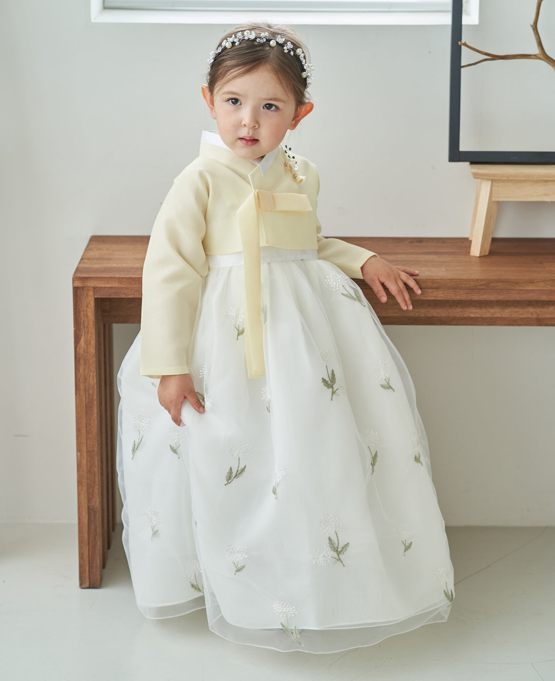 Hanbok Dress Girl Baby Korea Traditional Clothing Set First Birthday Celebration Party Celebration 100th Days Baikil Pastel Yellow 1–8 Years Dress OS107