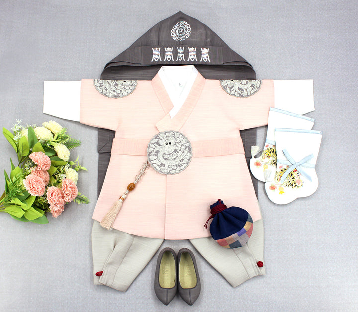 Korean Traditional Boy Baby Hanbok Dol Baikil Party Celebration 100th-10 Years&nbsp; Light Pink DDB107