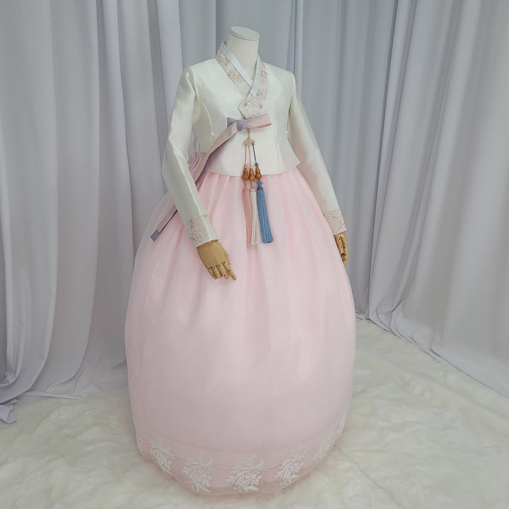 Woman Hanbok Dress Korea Traditional cothes Set Wedding Ceremony Birthday Custom-Made Lace Pink OSW512