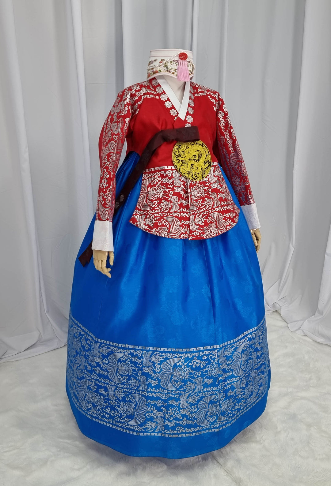 Korean Traditional Woman Personal Custom Hanbok Wedding Party Ceremony High Quality Print Dangui 당의 Queen Princess Design Hanbok Red Blue OSW145