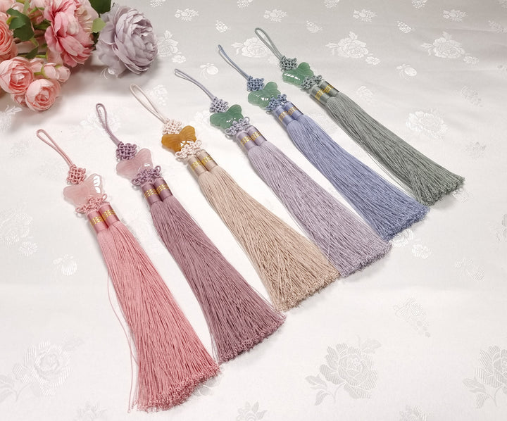 Hanbok Accessory Norigae 노리개 Baby Girl Boy Ornament Real Jade Butterfly Tassel 35 cm JTN115