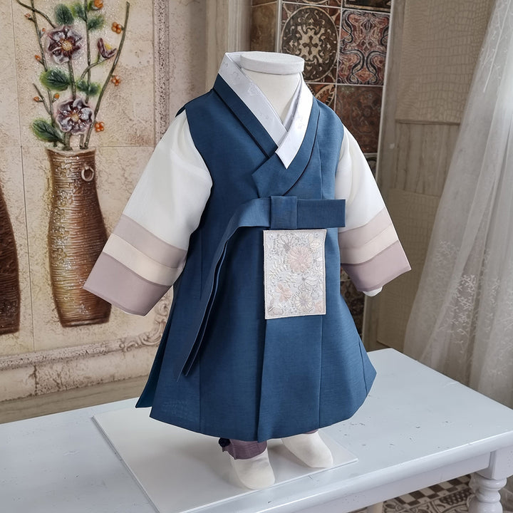 Hanbok Boy Baby Korea Traditional Clothing Set First Birthday Celebration Party 100th Birth Celebration 1–15 years Baby Green-Blue HGB101