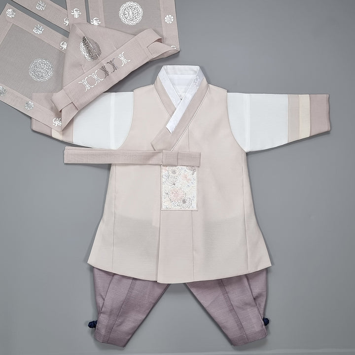 Hanbok Boy Baby Korea Traditional Clothing Set First Birthday Celebration Party 100th Birth Celebration 1–15 years Baby Beige HGB106