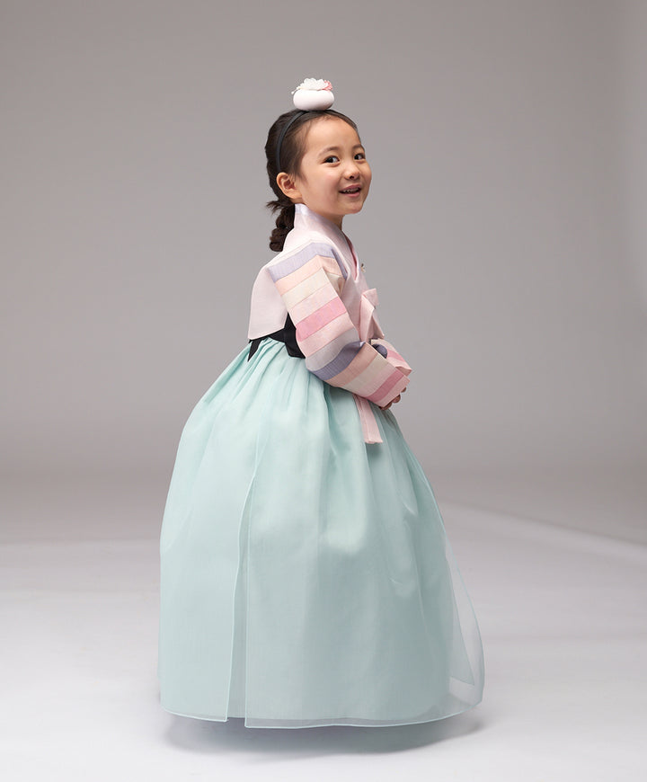 Hanbok Girl Baby Korea Traditional Clothing Set First Birthday Celebration Party Celebration 1–8 years 100th days Light Pink Mint 색동 DGH110