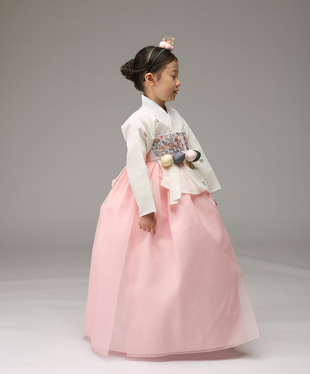 Hanbok Girl Baby Korea Traditional Clothing Set First Birthday Celebration Party 1–6 years 100th days Ivory Peach Gold Print DGH121