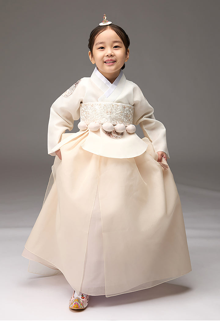 Hanbok Girl Baby Korea Traditional Clothing Set First Birthday Celebration Party Celebration 1–8 years Ivory Beige DGH102