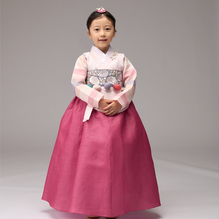 Hanbok Girl Baby Korea Traditional Clothing Set First Birthday Celebration Party Celebration 1–8 years 100th days Hot Pink 색동 DGH113