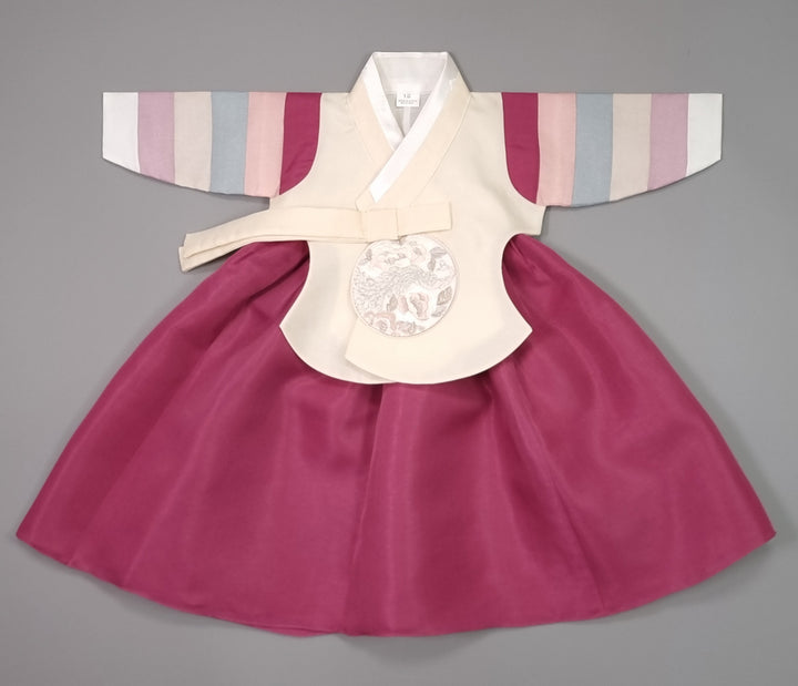 Hanbok Girl Baby Korea Traditional Clothing Set First Birthday Celebration Party 100th Birth Celebration 1–15 years Magenta Skirt HG104