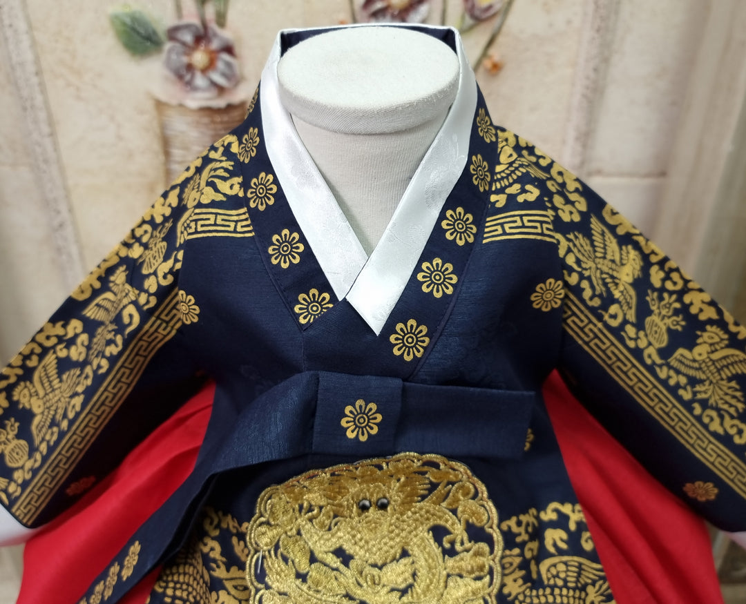 Hanbok Dress Girl Baby Korea Traditional Clothing Set First Birthday Celebration Party 100th Birth1–15 years Gold Print HG131