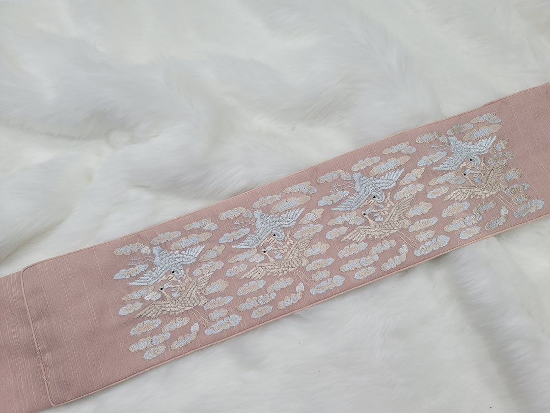 Korean Traditional Hanbok Belt Man Embroidery Pink OB03