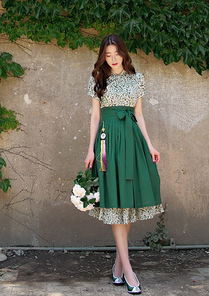 Korean Modernized Hanbok Skirt Fancy Casual Daily Clothing Wrapped Design