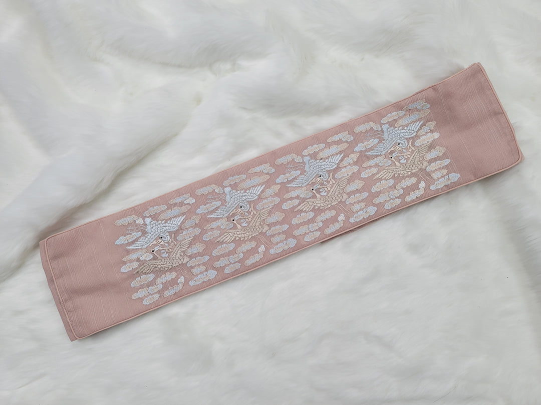 Korean Traditional Hanbok Belt Man Embroidery Pink OB03