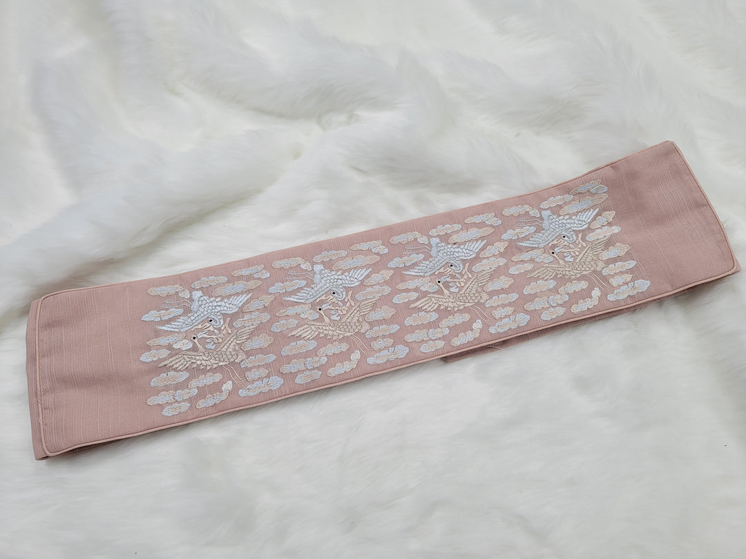 Korean Traditional Hanbok Belt Man Embroidery Pink OB03