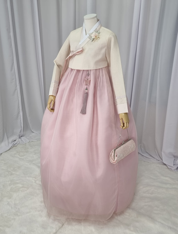 Woman Hanbok Dress Korea Traditional clothes Set Wedding Ceremony Birthday Custom-Made Pink Skirt OSW553