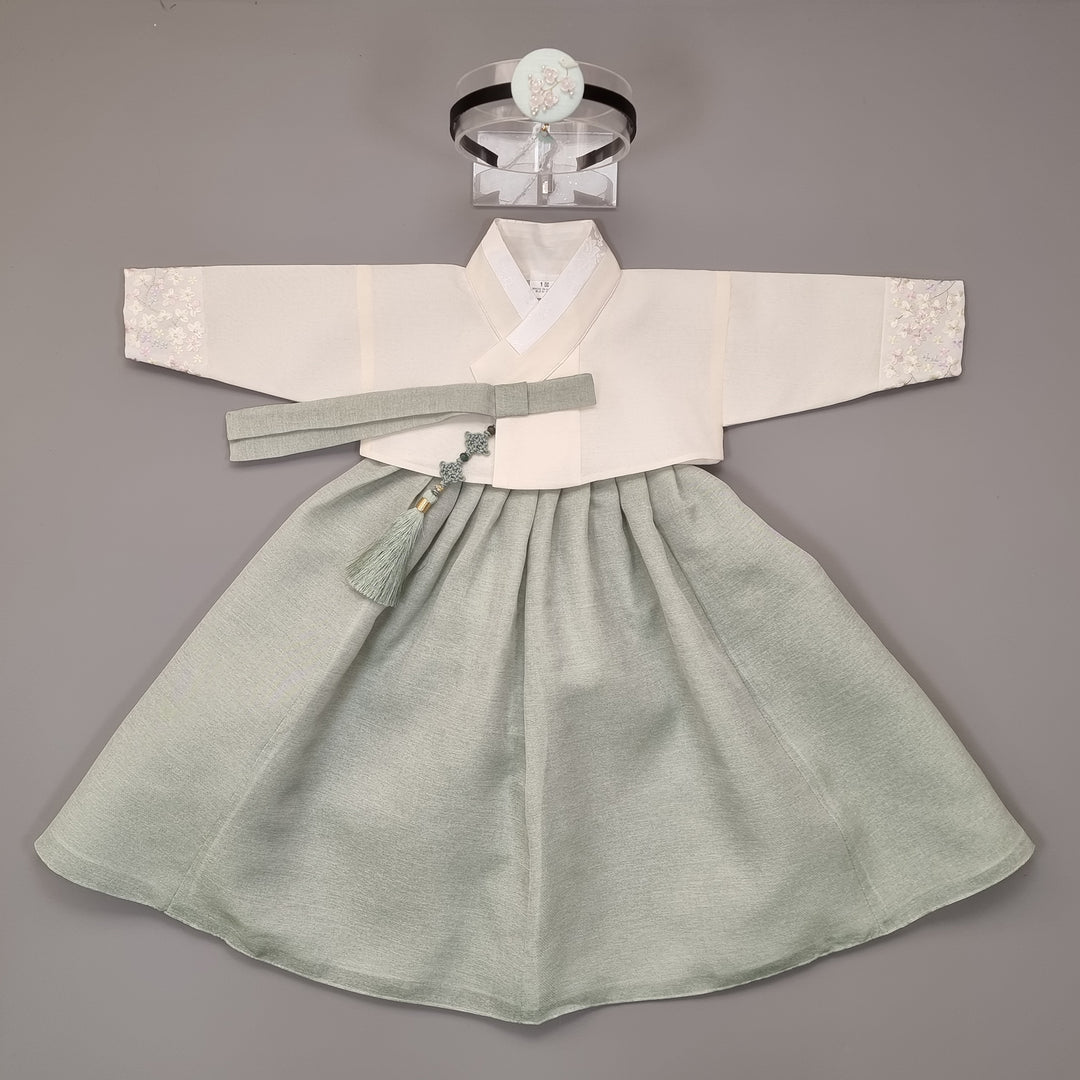 Hanbok Girl Baby Korea Traditional Clothing Set First Birthday Celebration Party 100th Birth Celebration 1–15 years Light Green HG163